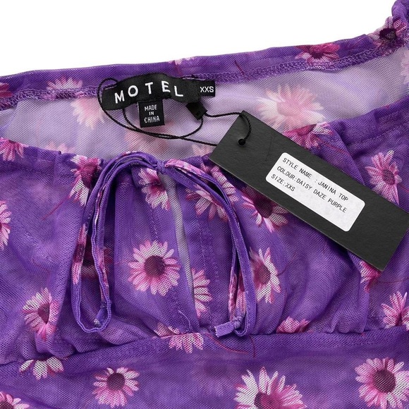 Motel sheer mesh floral crop top - size XXS (4/6) - Picture 3 of 4
